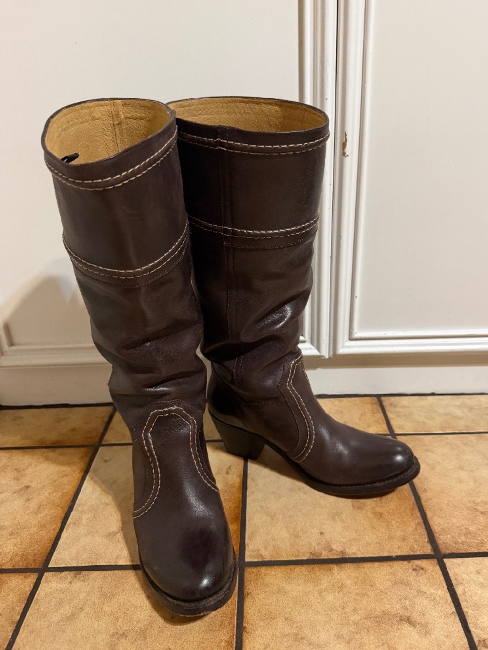 Frye Jane 14L Stitch Leather Riding Boots 9